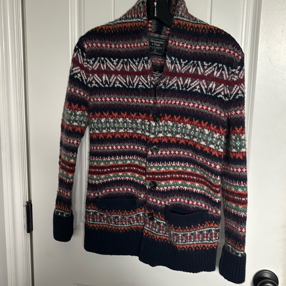 Vintage Abercrombie & Fitch Fair isle  wool cardigan - Picture 2 of 11